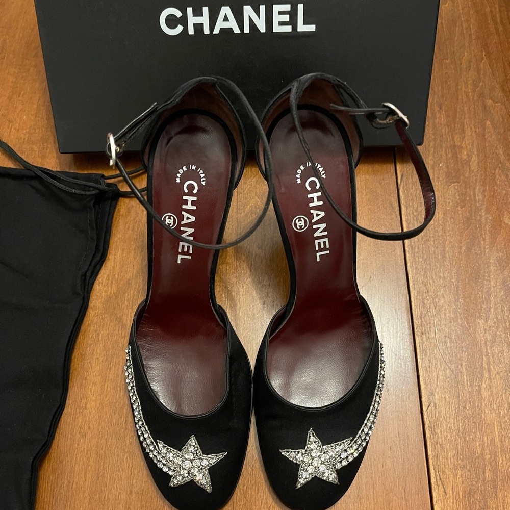 CHANEL “OTHER OPEN SHOES” rhinestone shooting star heels